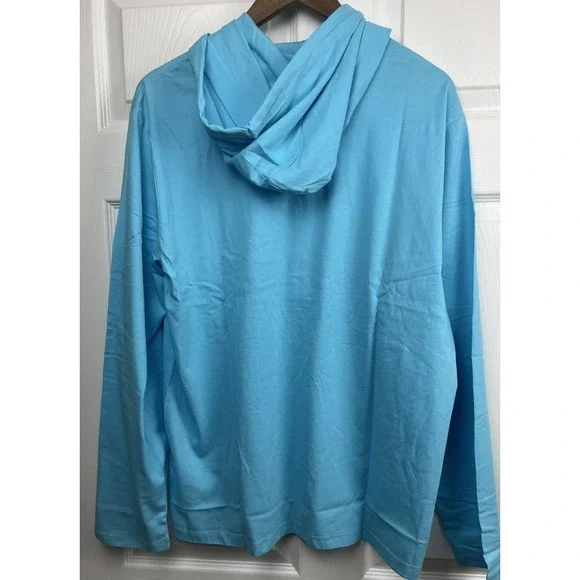 Polo Ralph Lauren Shirt Mens L Blue Hooded Long Sleeve Polo Bear Tee New w/Tags‎